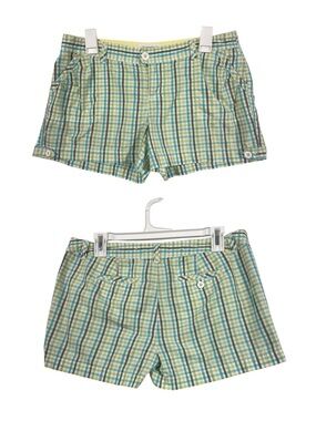 Wear It Declare It Plaid Cotton Shorts Blue 11 Low-Rise Preppy 3” Y2K Summer